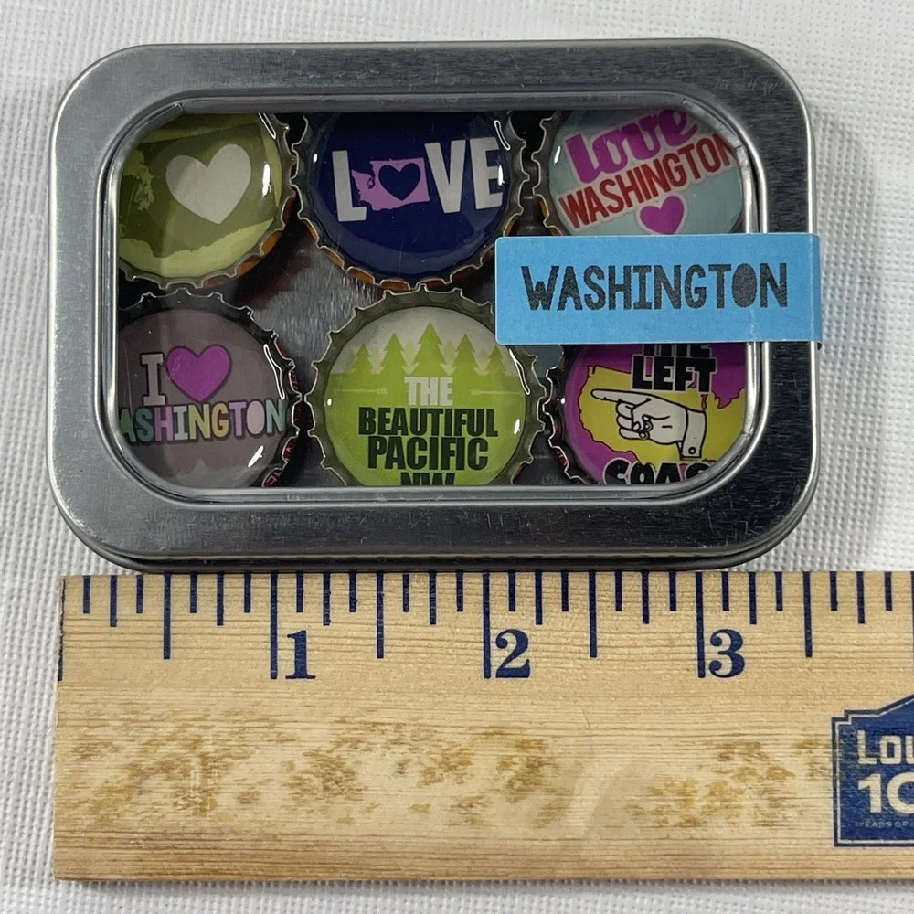 Washington State Bottle Cap Magnets - Kate's Magnets Souvenir Gift Set